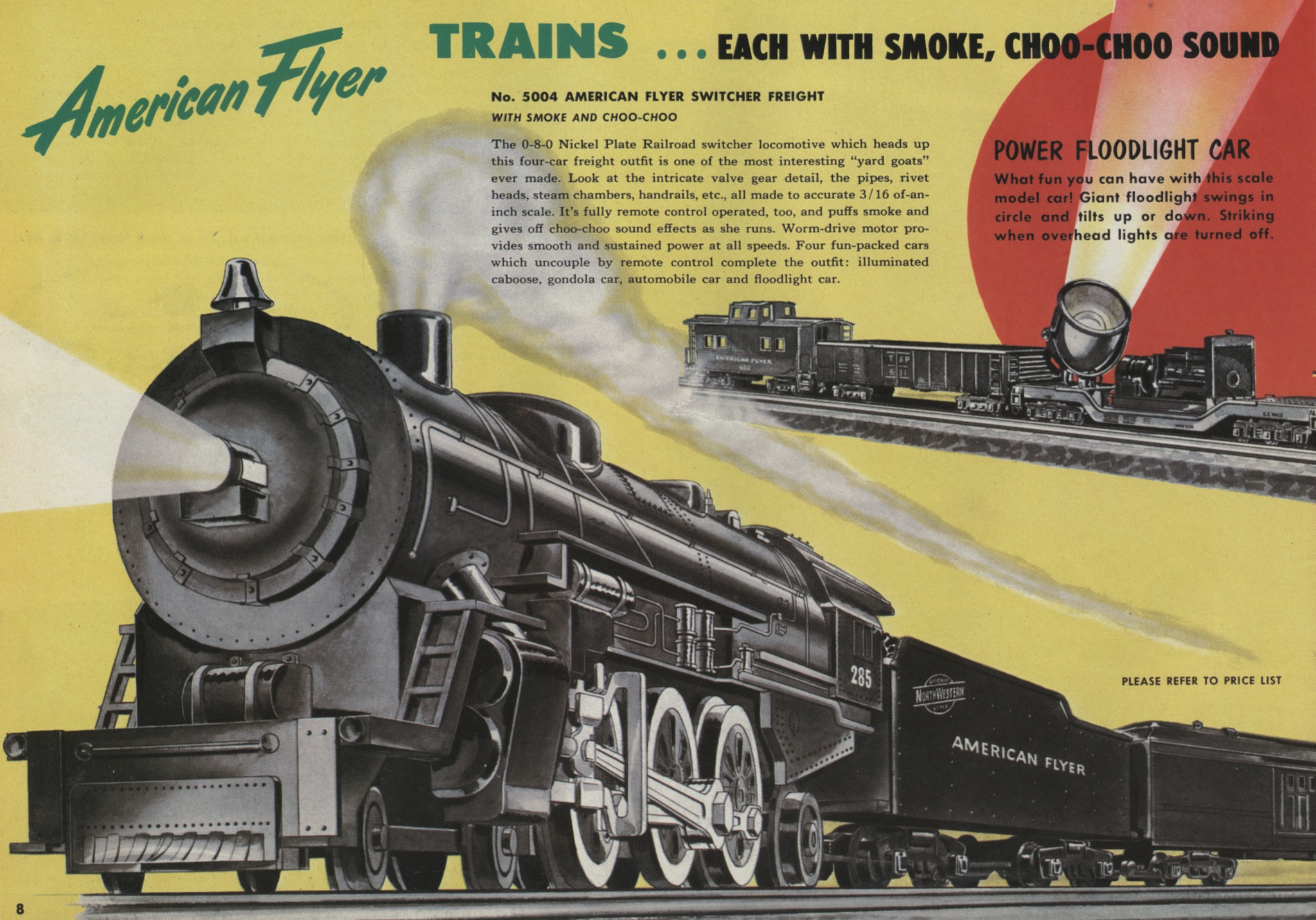 american flyer trains 1952 page 8 a c gilbert catalog archive ameruican flyer train part dealers