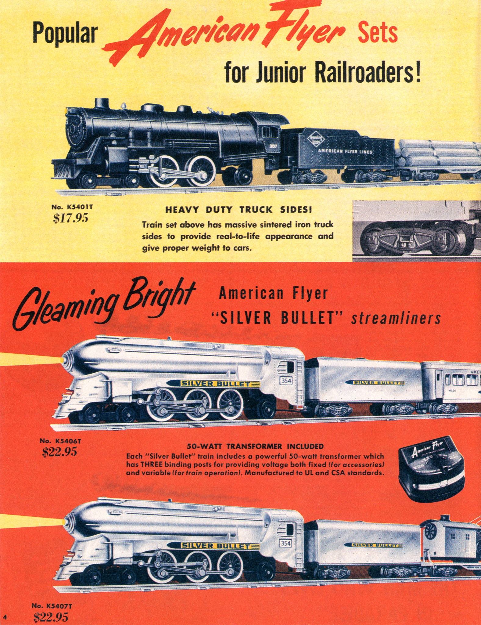 american flyer trains 1954 page 4 a c gilbert catalog archive vintage american flyer train set