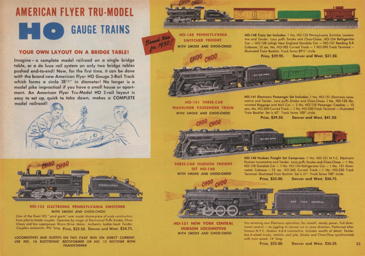 american flyer train sets from 1950s