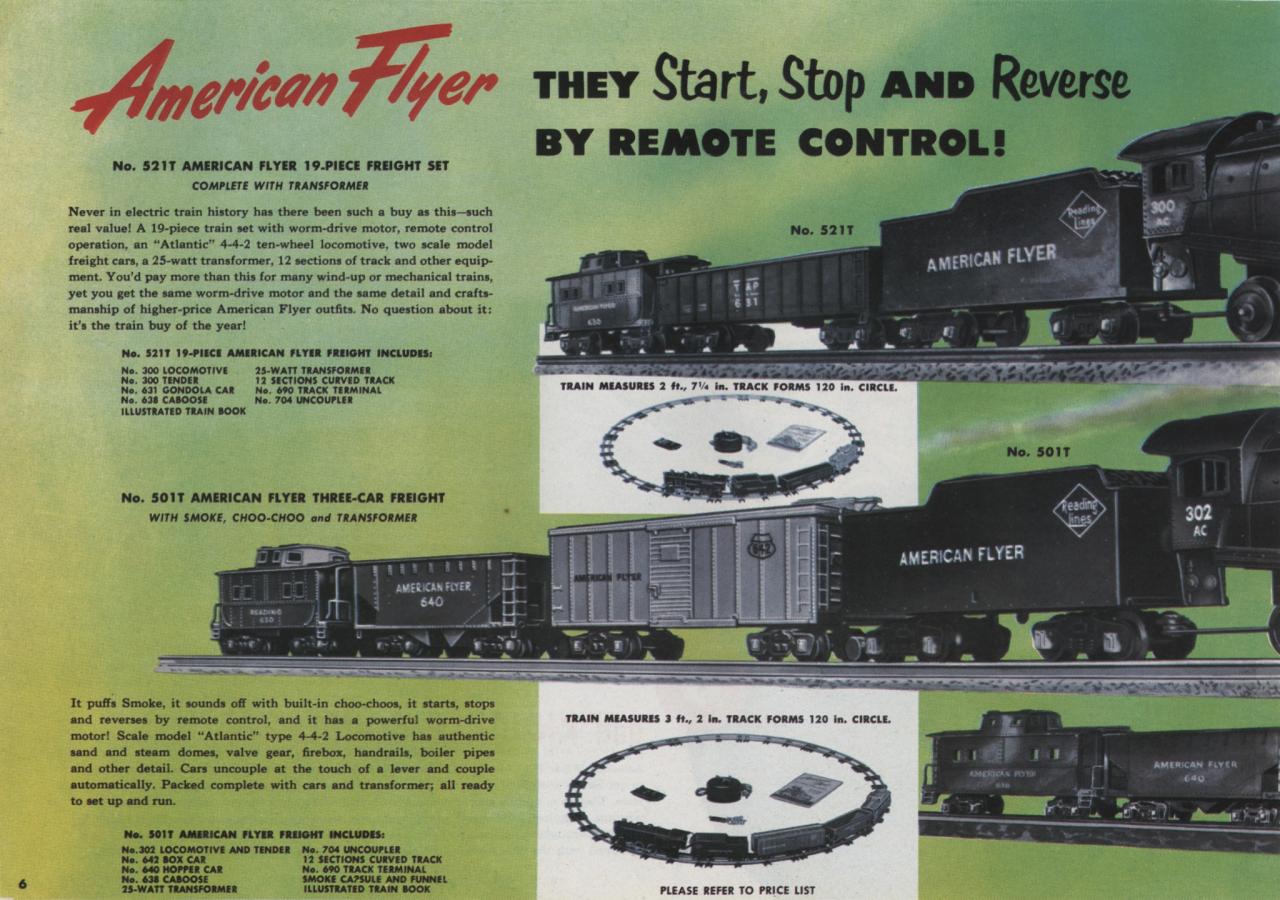 american flyer trains 1952 page 6 a c gilbert catalog archive american flyer train set value