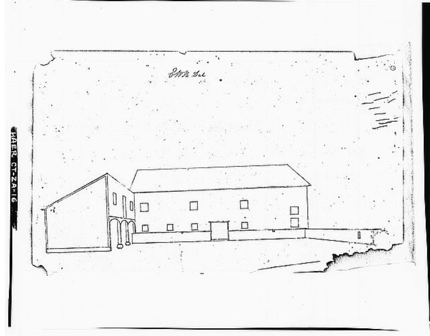 Eli Whitney Blake, Drawing of the Whitney Farm barn from the south, c. 1817.