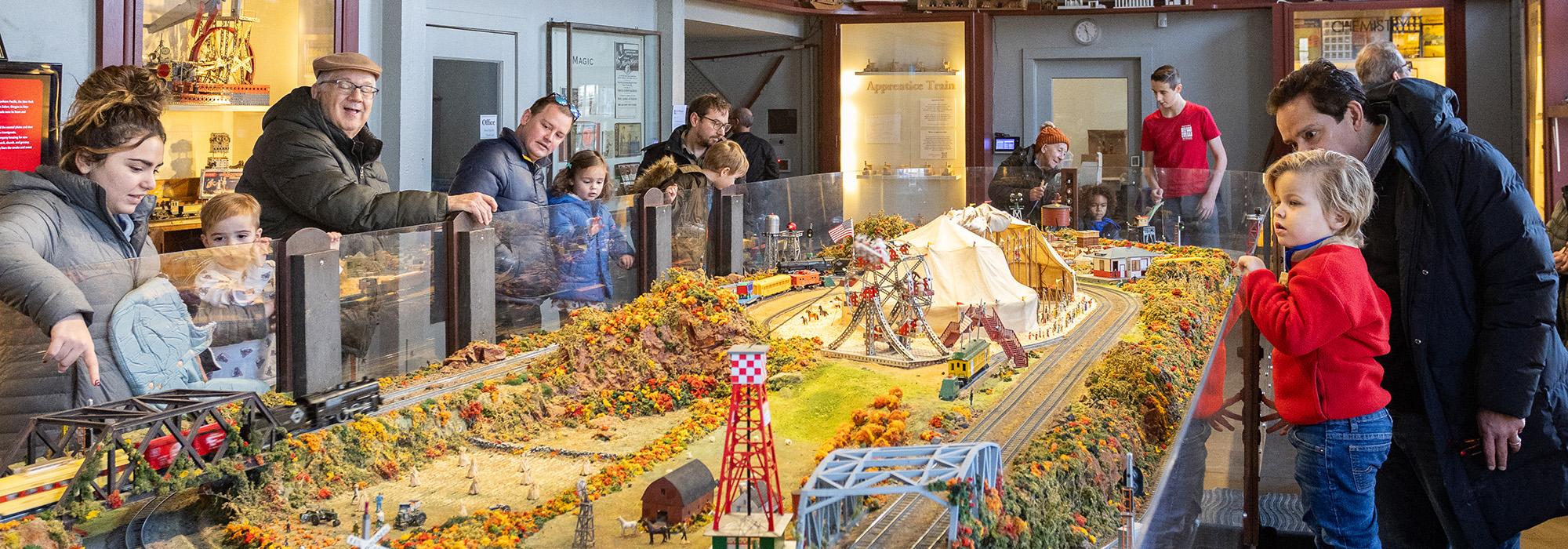 Guests playing with the trains.